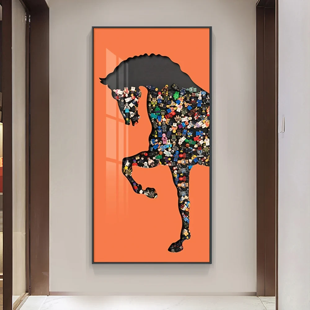 Dikdörtgen At Yapı Blokları Duvar Sanatı Dekoru