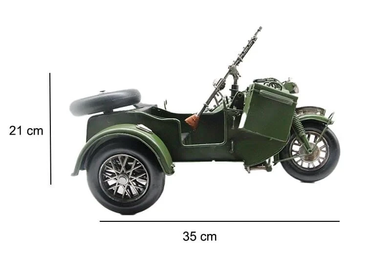 El Yapımı Metal Sepetli Askeri Motosiklet