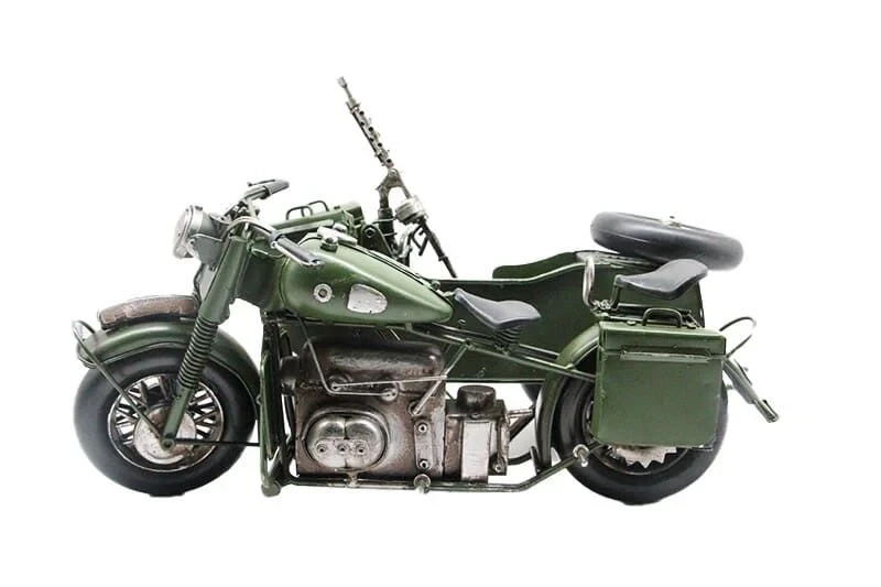 El Yapımı Metal Sepetli Askeri Motosiklet