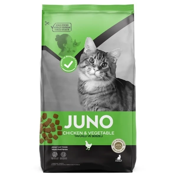 Juno Tavuklu ve Sebzeli Yetişkin Kedi Maması 15KG
