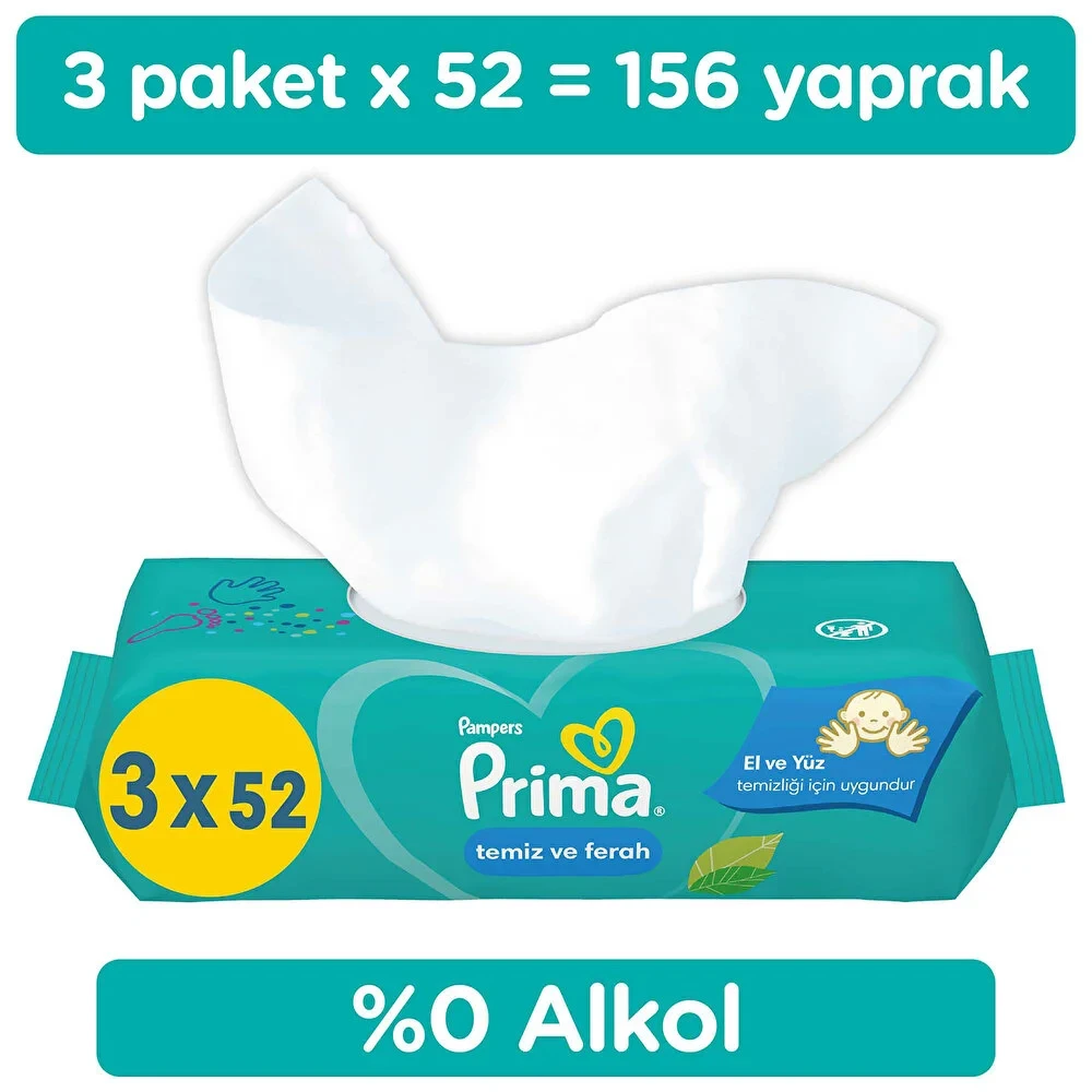 Temiz ve Ferah Bebek Islak Mendil 3x52 Adet