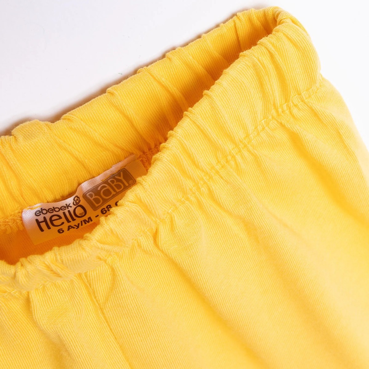 HelloBaby Kız Bebek Pijama Takımı Bisiklet Yaka Reçme Paça Kısa Kol Beyaz